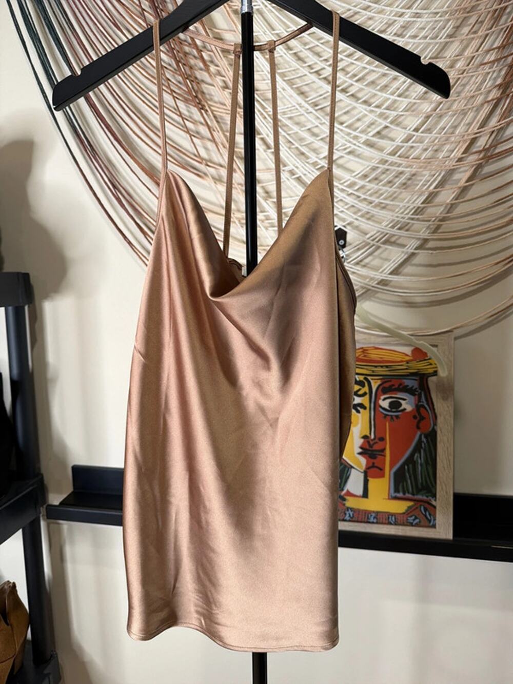 Pleione gold tea back satin Cami M EUC 2977